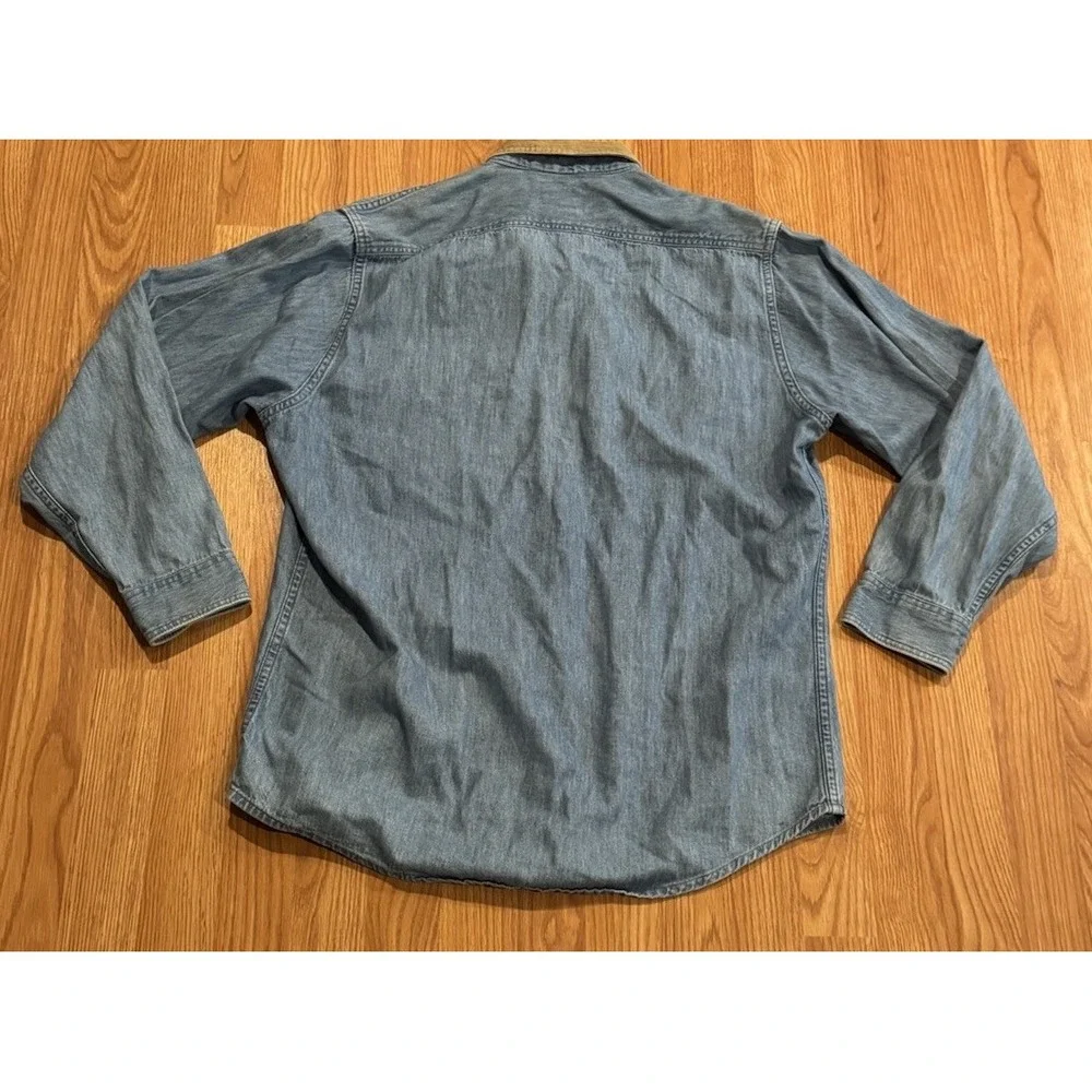 Vintage Banana Republic Shirt L Made in USA Denim Corduroy Collar Mill Valley